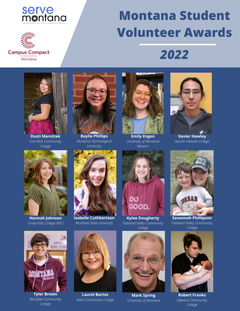 2022 Montana Student Volunteer Award recipients 